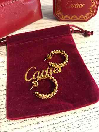 Cartier серьги с зубчиками  в лимонном золоте / Картье серьги кольца лимонное золото Одесса