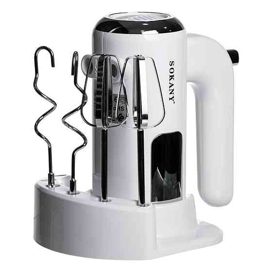 Миксер ручной 2 насадки венчики и крюки для теста белый Sokany SK-02025 Киев