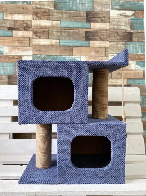 Когтеточка дряпка с двумя домиками и лежанкой 65×55×35 см для 2-3 котов Киев - изображение 3