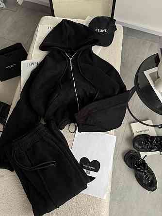 Женский теплый костюм двойка из двухстороннего флиса Черный, 50/52 Одесса