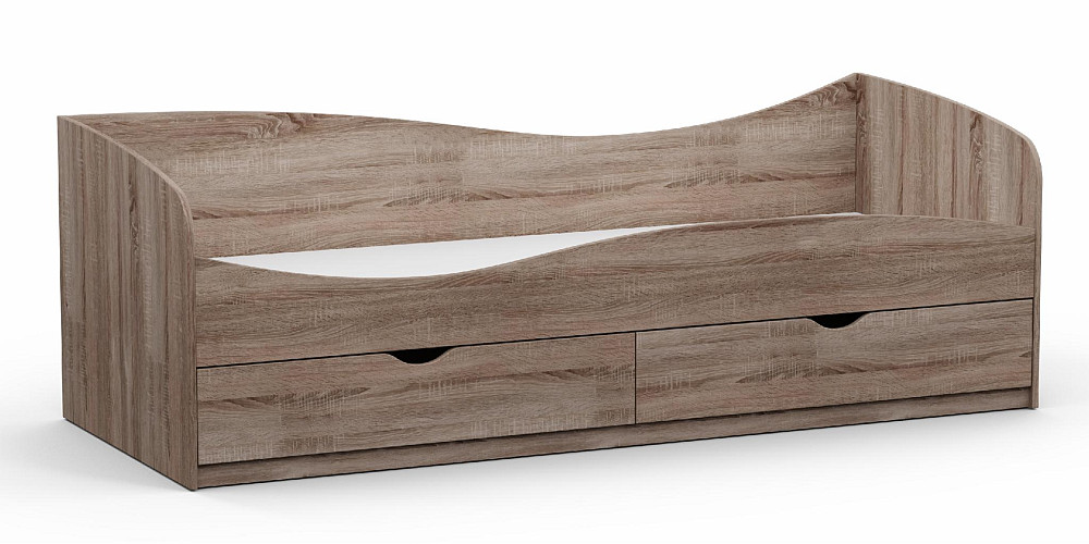 Кровать односпальная L-7, Дуб Сонома Трюфель, 2030х834х680 Львов - изображение 1