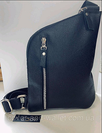Кожаная мужская сумка слинг кобура на молнии PS Leather Киев - изображение 3