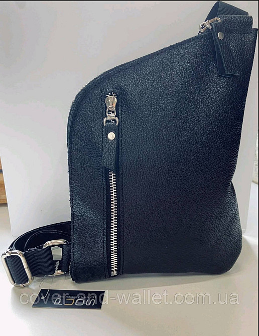 Кожаная мужская сумка слинг кобура на молнии PS Leather Киев - изображение 3