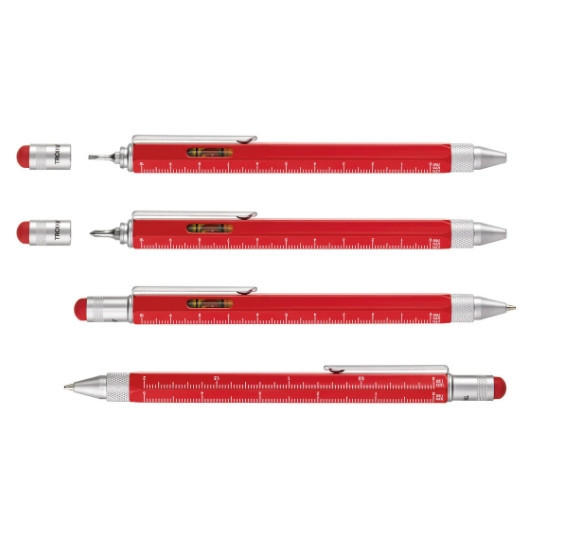 Ручка шариковая многозадачная Troika Construction со стилусом, линейкой, отверткой и уровнем Красный Винница - изображение 4