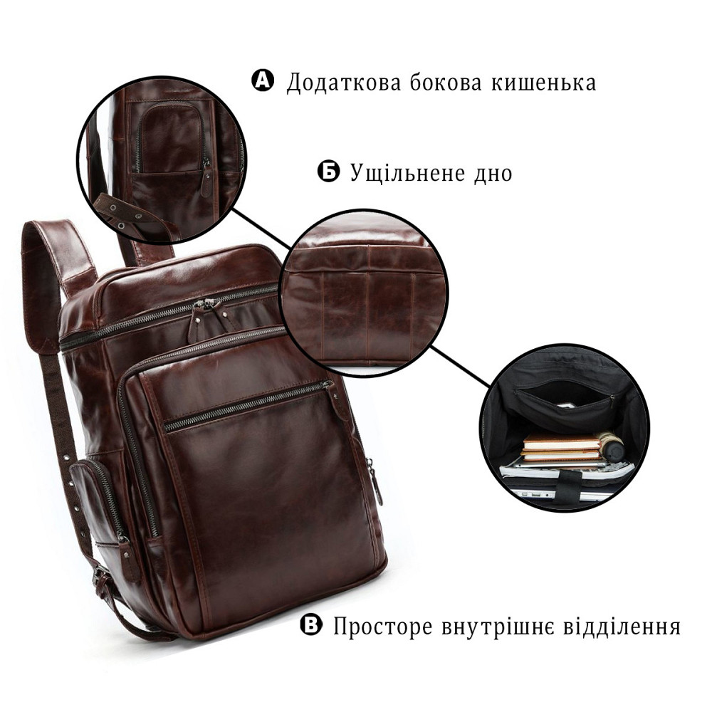 Рюкзак кожаный Vintage 14892 Коричневый Киев - изображение 4