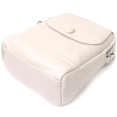 Сумка Vintage Женская небольшая вертикальная на два отделения из натуральной кожи Белая (22401) Винница - изображение 7