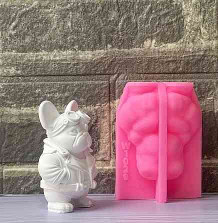 Силіконова форма 3D Бульдог для свічок, гіпсу та епоксидної смоли Київ