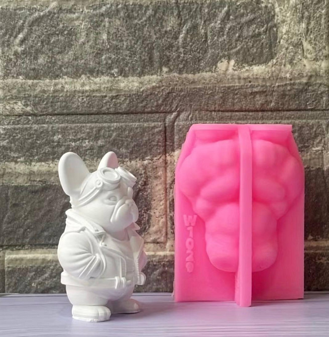Силіконова форма 3D Бульдог для свічок, гіпсу та епоксидної смоли Київ - фото 2