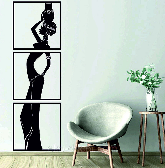 Декоративное настенное Панно «Девушка» Декор на стену 70*217 см, Черный Киев - изображение 1