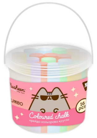 Крейда кольорова 16 шт. "Yes" JUMBO Pusheen кругла у відрі, 400479, шт Київ
