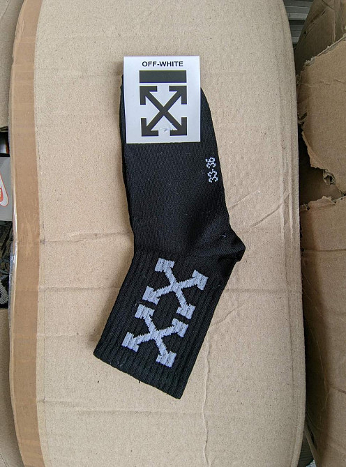 Дитячі бавовняні шкарпетки на підлітка Чорні в наборі по 3 шт Off-White CH3. Розмір 33-36 Київ - фото 5