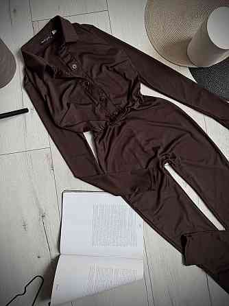 Женский стильный повседневный эластичный комбинезон из качественного плотного микродайвинга Шоколад, 42/44 Одесса