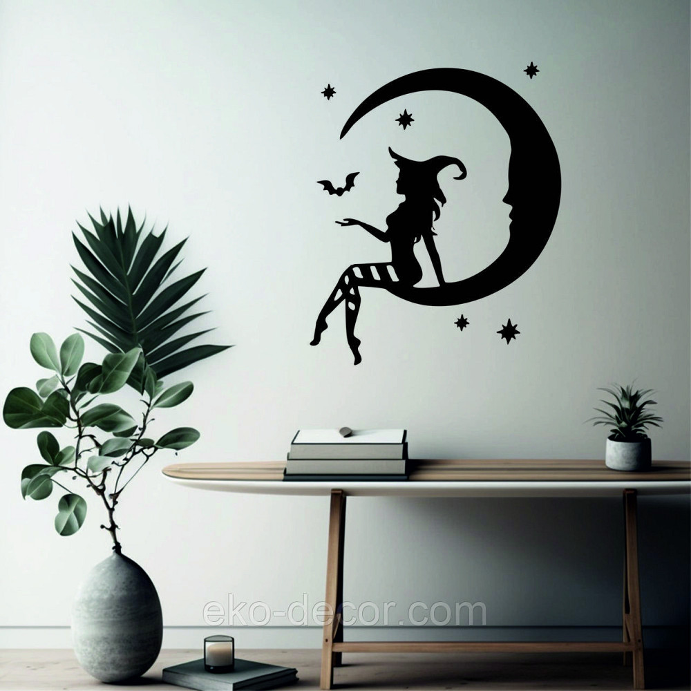 Декоративне настінне Панно «Ведьма на місяці», Декор на стіну 90*75 см, Чорний Київ - фото 5