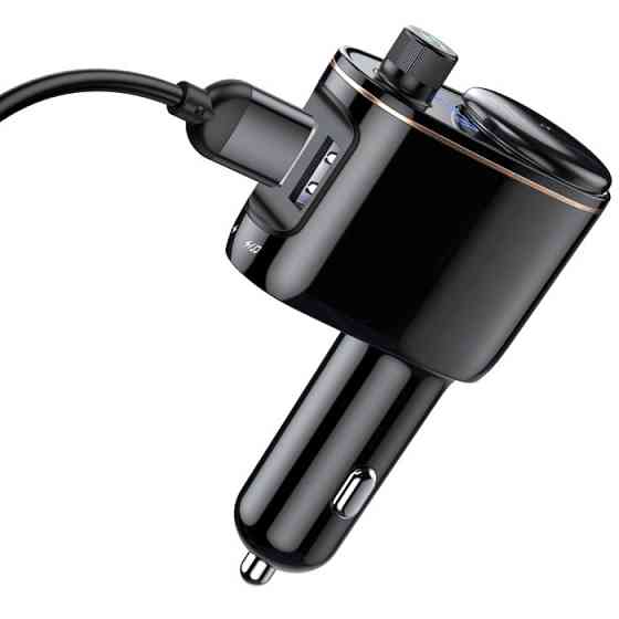 FM трансмітер модулятор Baseus Lokomotive S-06 Bluetooth з функцією зарядки (Чорний, два USB-порта) Николаев