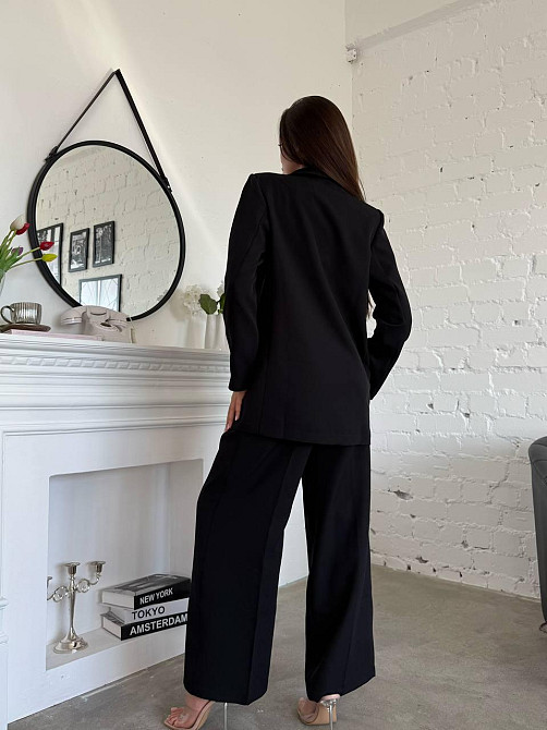Жіночий стильний діловий костюм ( піджак + штани) креп-костюмка Чорний, 50/52 Одеса - фото 3