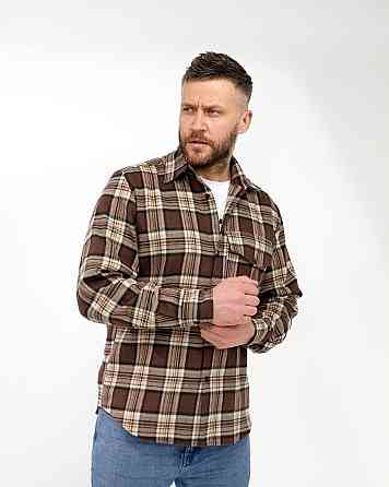 Чоловіча повсякденна сорочка в карту турецький котон фланель Шоколад, 54/56 Одеса