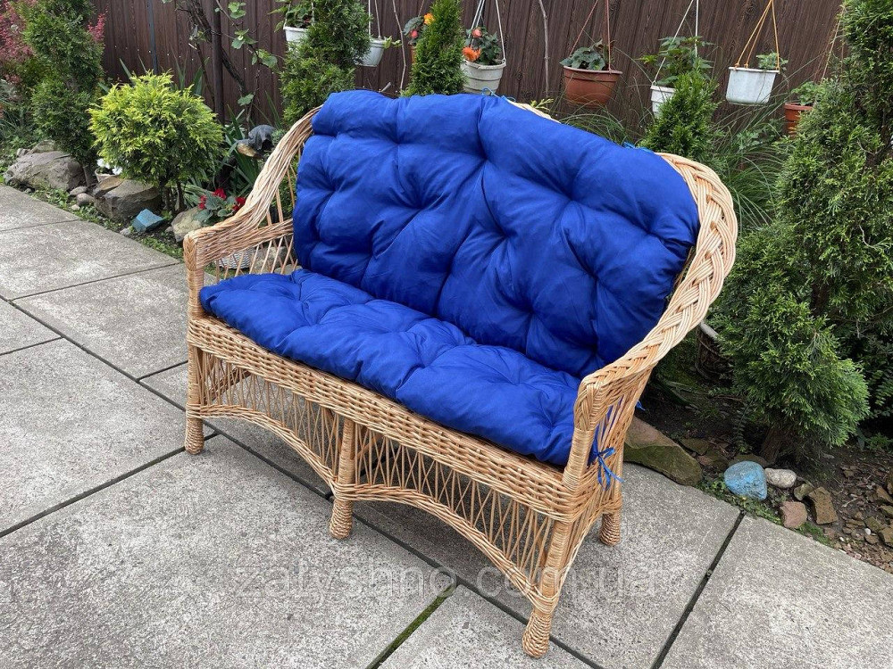Диван плетеный из лозы с синей накидкой Киев - изображение 2