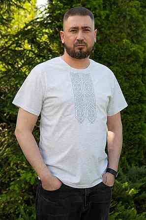 Вишиванка чоловіча з коротким рукавом бавовняного кольору 48/50 Київ