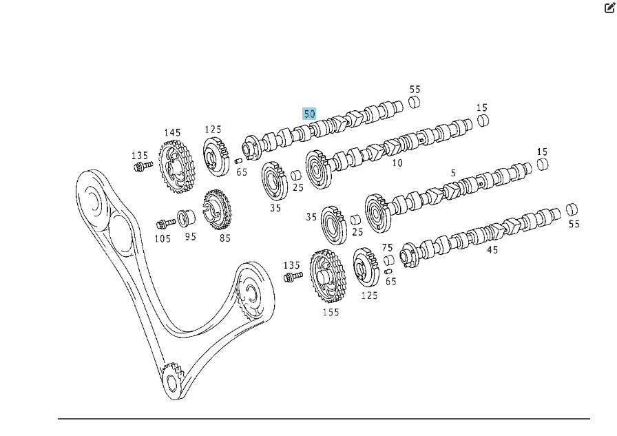 Mercedes-Benz  A6280500801 R6280510101 Розподільний вал правий випускний двигуна OM628 Одесса - изображение 2