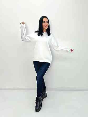 Жіночий теплий батник "Wear" Турція оптом | Норма і батал Білий, 46-48 Київ