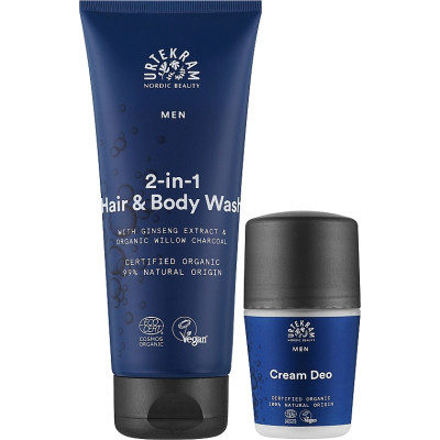 Набор косметики Urtekram Органический мужской Средство для мытья головы и тела 200 мл + Роликовый дезодорант 50 мл (5701058013954) Винница - изображение 2