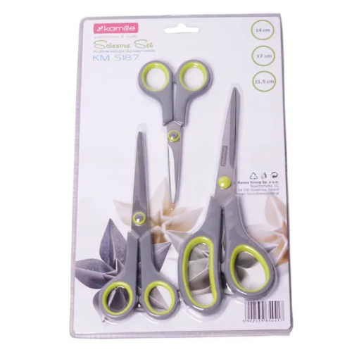 Набір ножиць універсальні 3 предмети (140мм/170мм/215мм) нержавіюча сталь пластикові ручки 5187 KAMILLE Житомир - фото 7
