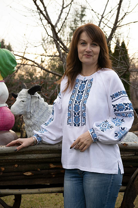 Вышиванка женская льняная, белая топ Киев - изображение 6