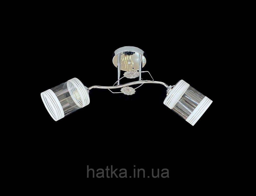 Люстра стельова на 2 плафони VALESO 2408B/2 для спальні вітальні коридору метал скло Хром Київ - фото 1