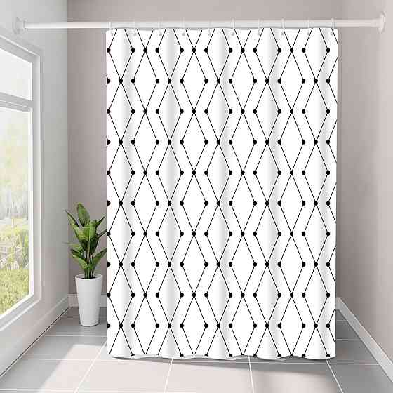 Шторка для ванной комнаты Bathlux 180 x 180 люкс качество с водоотталкивающим покрытием, Белая с черным Каменец-Подольский