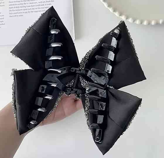 Заколка-крабік чорний бант-метелик Сміла