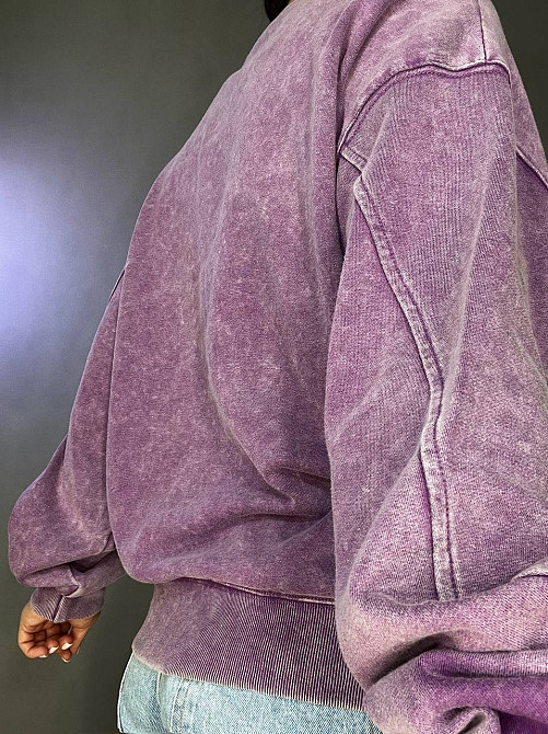 Свитшот женский A-N 25027 оверсайз свободный крой вареный тай-дай средняя длина one size, фиолетовый, one size Киев - изображение 12