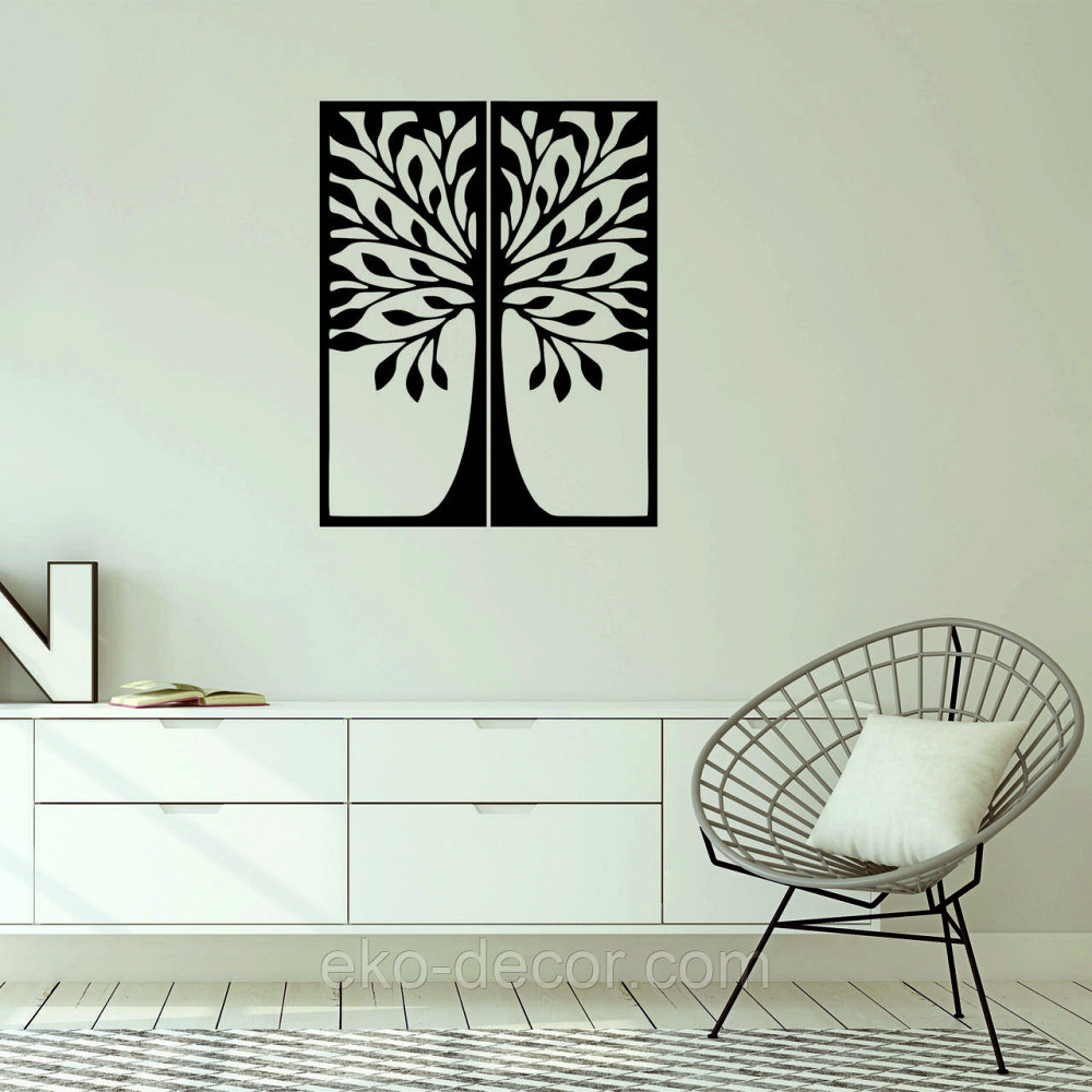Декоративное настенное 3D Панно «Дерево» Декор на стену с объемом 90*71 (2 шт), Черный Киев - изображение 5