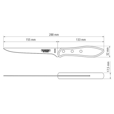 Кухонний ніж Tramontina Barbecue Polywood Fillet 152 мм Червоне Дерево (21188/176) Вінниця - фото 4