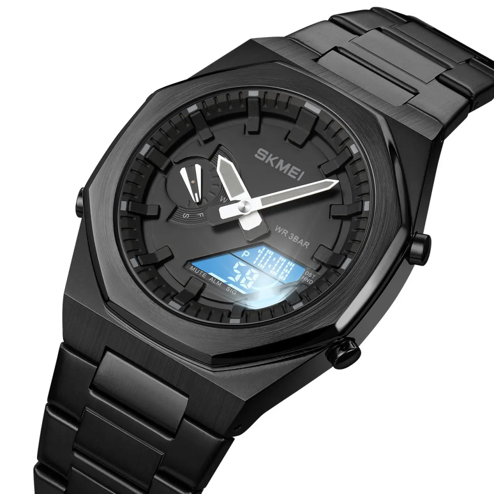 Чоловічий наручний годинник на сталевому браслеті Skmei 1816 (Чорний) Вінниця - фото 5