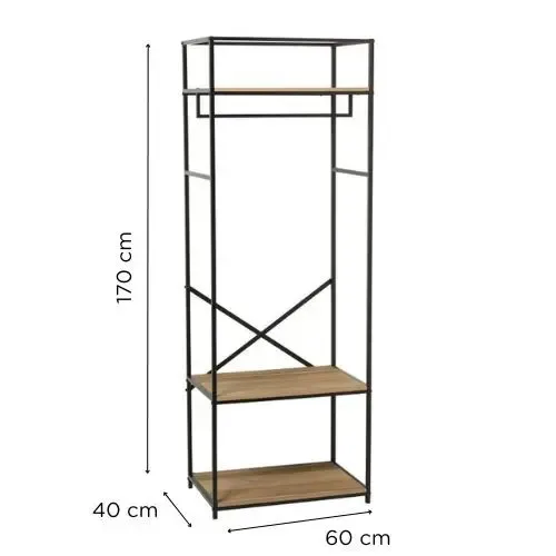 Металлическая вешалка для одежды / Стойка - рейка для одежды с полкой для обуви Коломия
