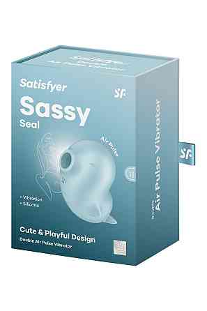 Вакуумный стимулятор Satisfyer Sassy Seal с вибрацией, голубой, 9.5 см Sex Aura Киев