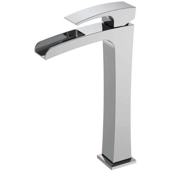 Высокий смеситель для умывальника Koer KB-15007-01 с водопадным изливом, хром (KR3448) Харьков