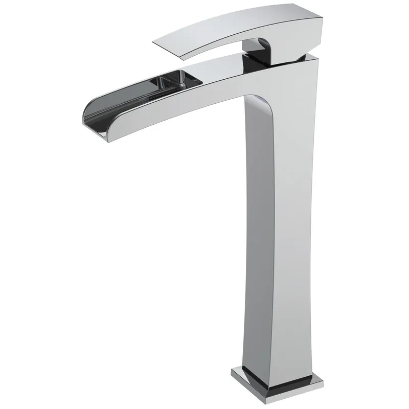 Высокий смеситель для умывальника Koer KB-15007-01 с водопадным изливом, хром (KR3448) Харьков - изображение 1