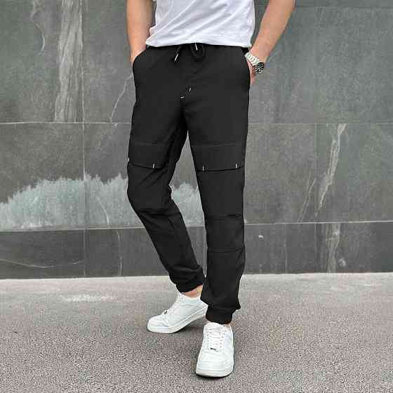 Чоловічі штани джогери з кишенями чорні Pobedov Vershyna Київ