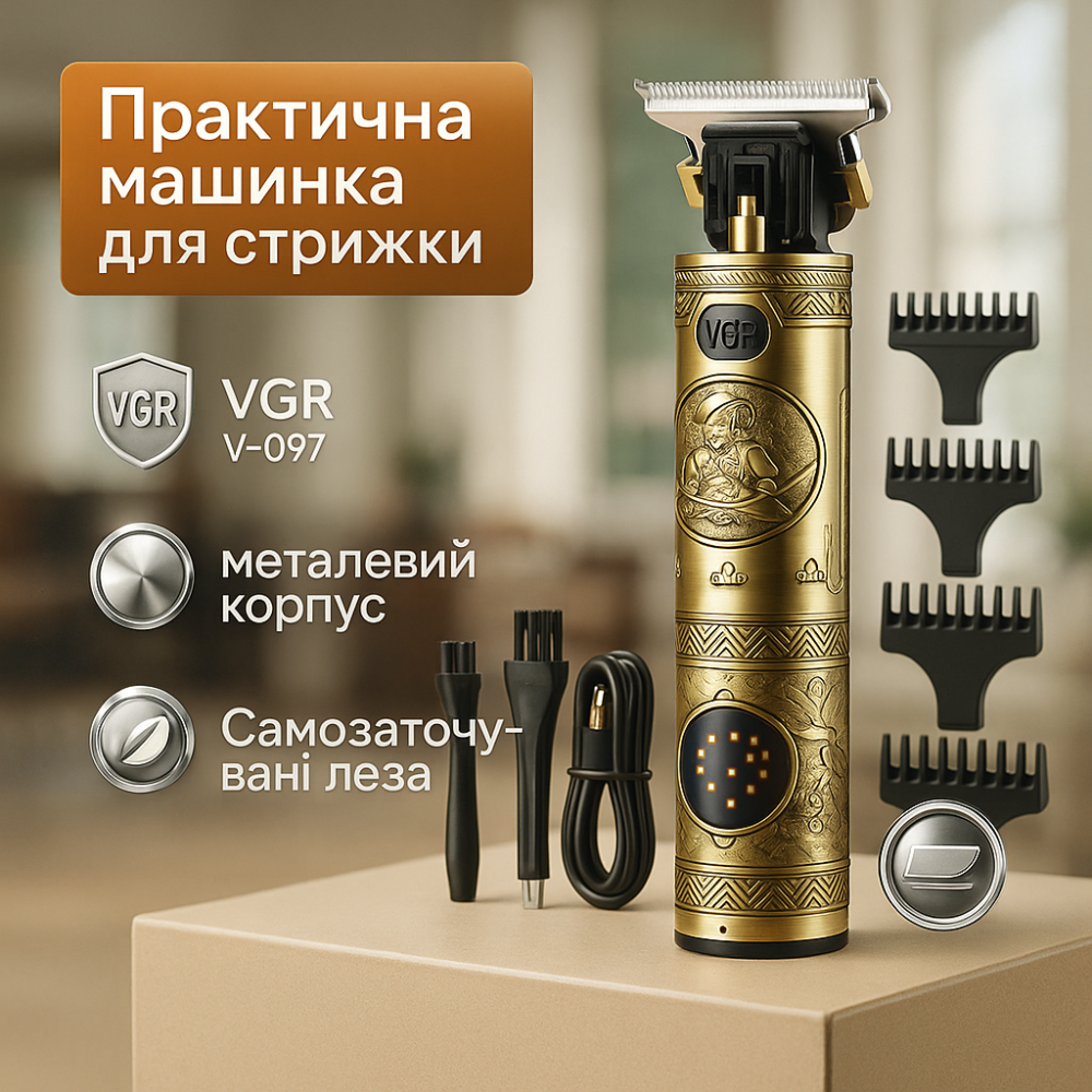 Многофункциональная аккумуляторная машинка для стрижки VGR V-097, Стильная машинка для стрижки ZR-47 Львов - изображение 17