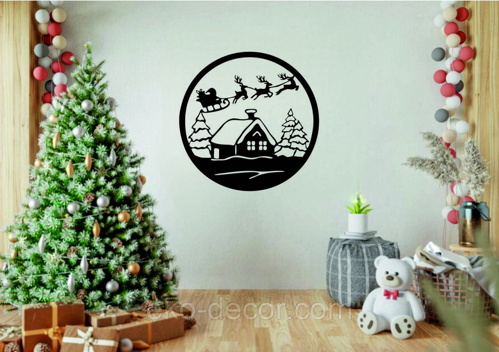 Декоративное настенное Панно «Новый год», Декор на стену 70*70 см, Черный Киев - изображение 4