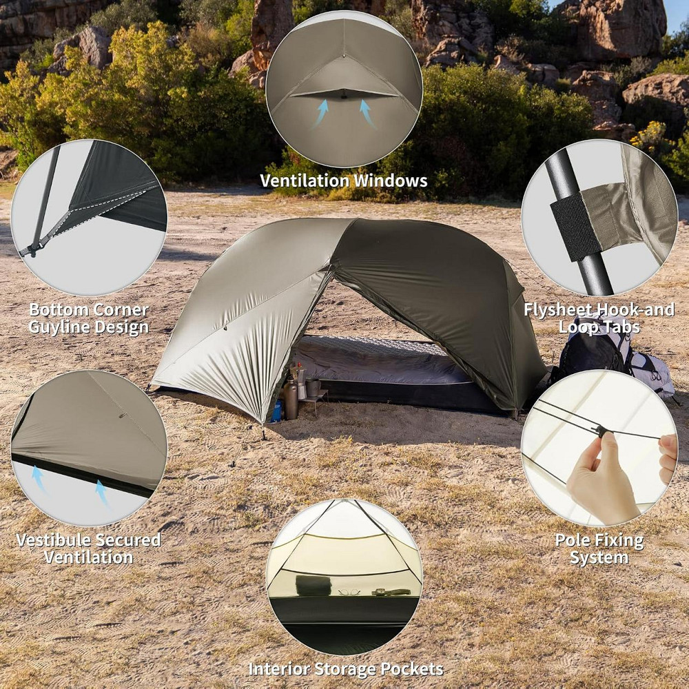 Намет двомісний Naturehike CNK2550WS037 Mongar Pro 2 (Коричневий) Вінниця - фото 8