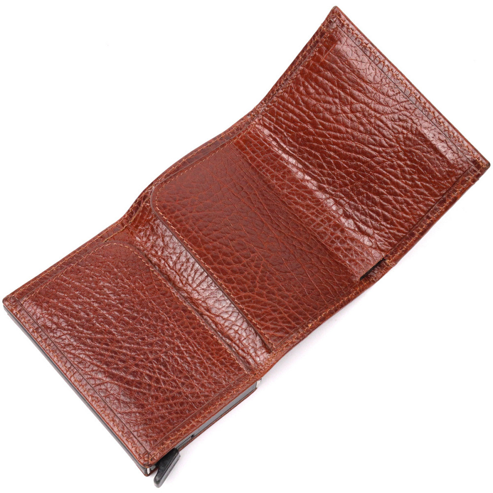 Візитниця з натуральної крупнозернистої шкіри KARYA 20979 Коричневий Київ - фото 7