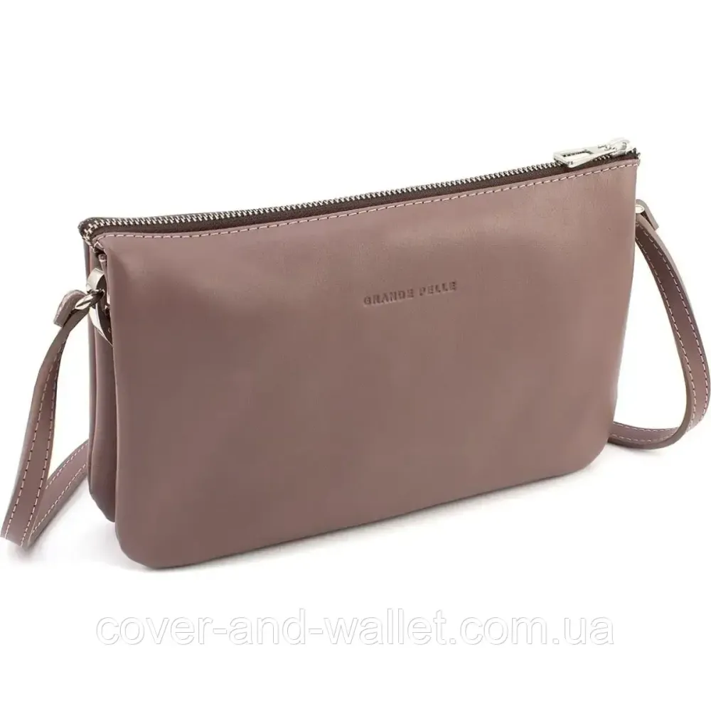 Красивий пудровий жіночий клатч із натуральної гладкої шкіри Grande Pelle 70566501 Київ - фото 1