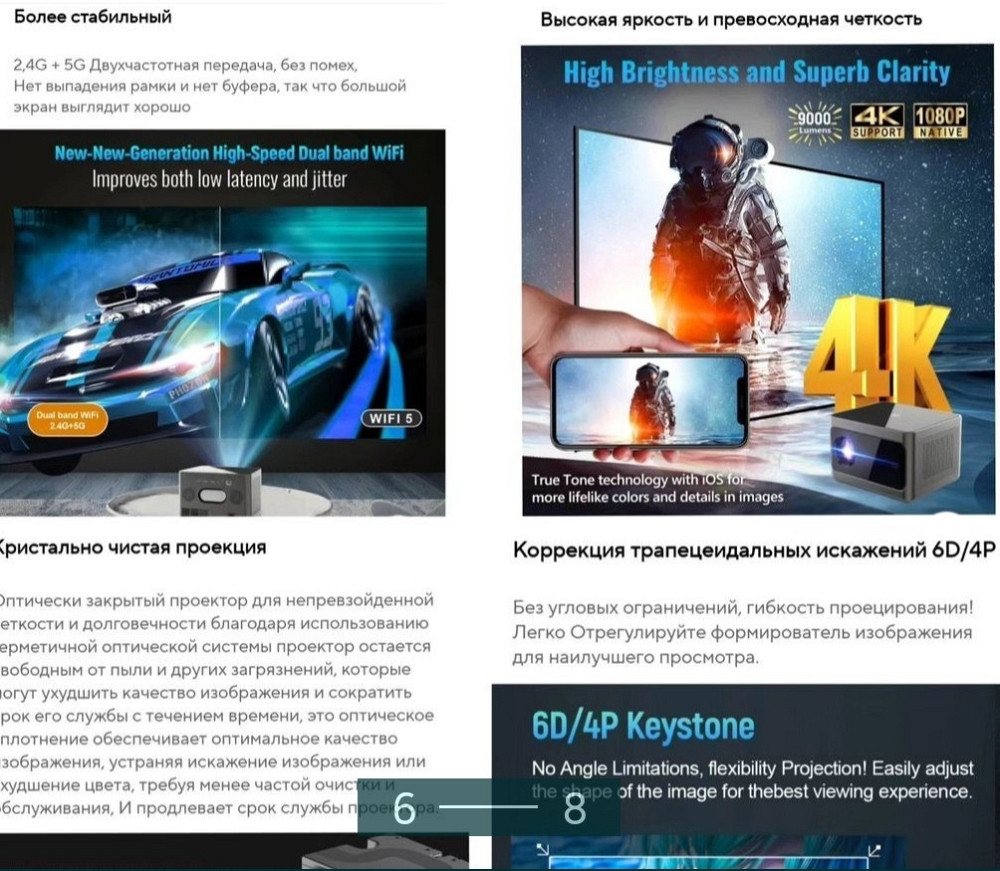 Проектор стерео: FHD Wzatco A9 , 9000LM Android. Харьков - изображение 7