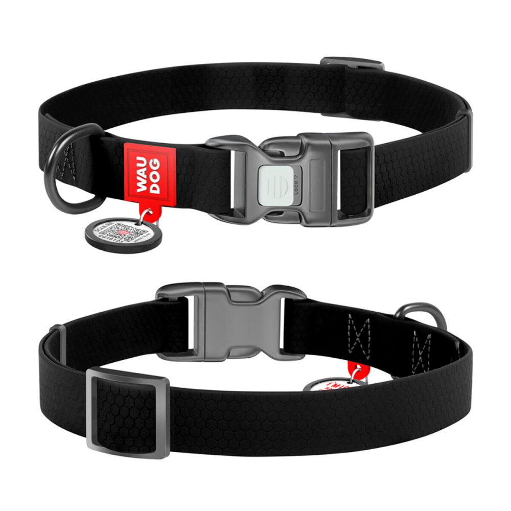 Нашийник для собак водостійкий WAUDOG Waterproof з QR паспортом, пластикова пряжка-фастекс, Ш 25 мм, Дов 34-49 см, чорний Київ - фото 2