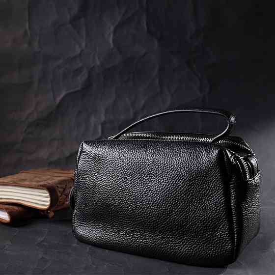 Сумка прямокутна для жінок на два відділення з натуральної шкіри Vintage 22343 Чорна Київ