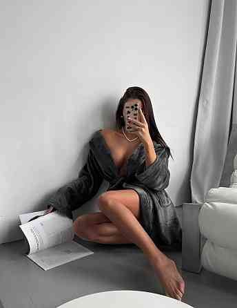 Жіночий теплий короткий халат із поясом із турецької махри Графіт, 46/48 Одеса