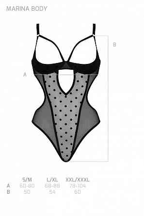 Еротичне боді Passion MARINA BODY, XXL/XXXL, black, з відкритими чашками Sex Aura Київ