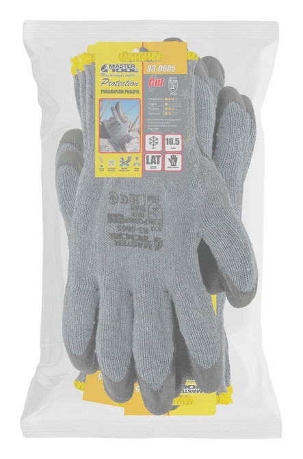MASTERTOOL Рукавички бавовняні MASTERTOOL CRINKLE LATEX COTTON утеплені латексне покриття долон Коломыя - изображение 2